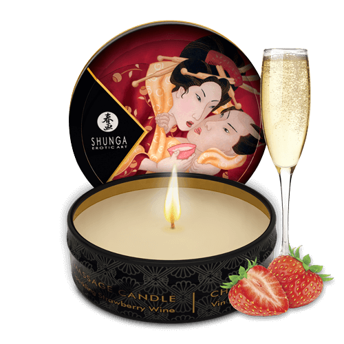 Shunga | świeca do masażu ~ truskawki i szampan